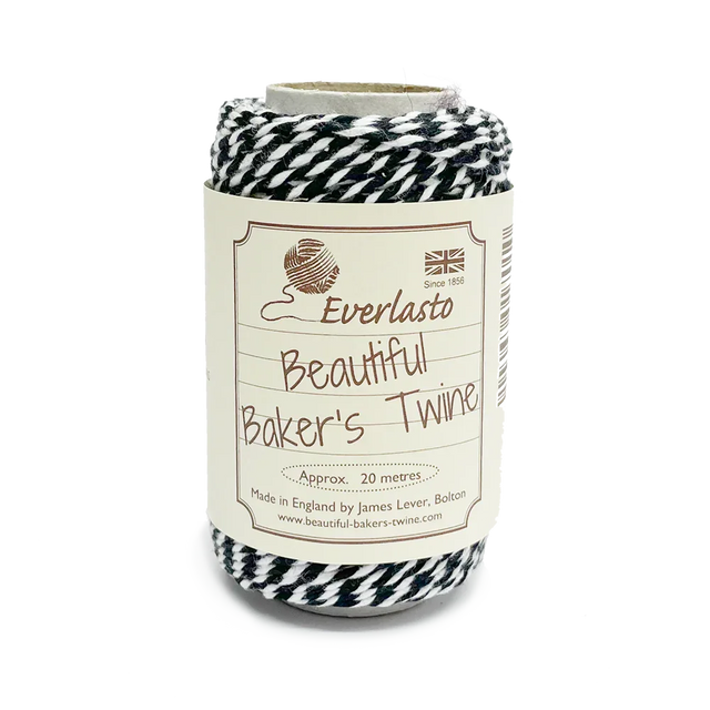 20m Bakers Twine - Black / White by eco-craft - made in the UK