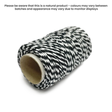 20m Bakers Twine - Black / White by eco-craft - made in the UK