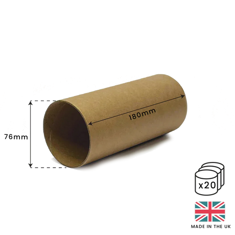180mm x 76mm Packaging Tube - Black Ends Caps by eco-craft - made in the UK
