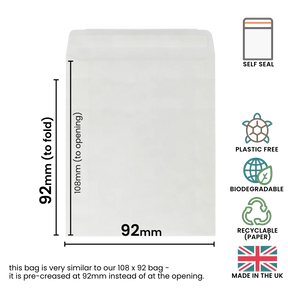 92x92mm Peel & Seal Glassine Bag by eco-craft - made in the UK