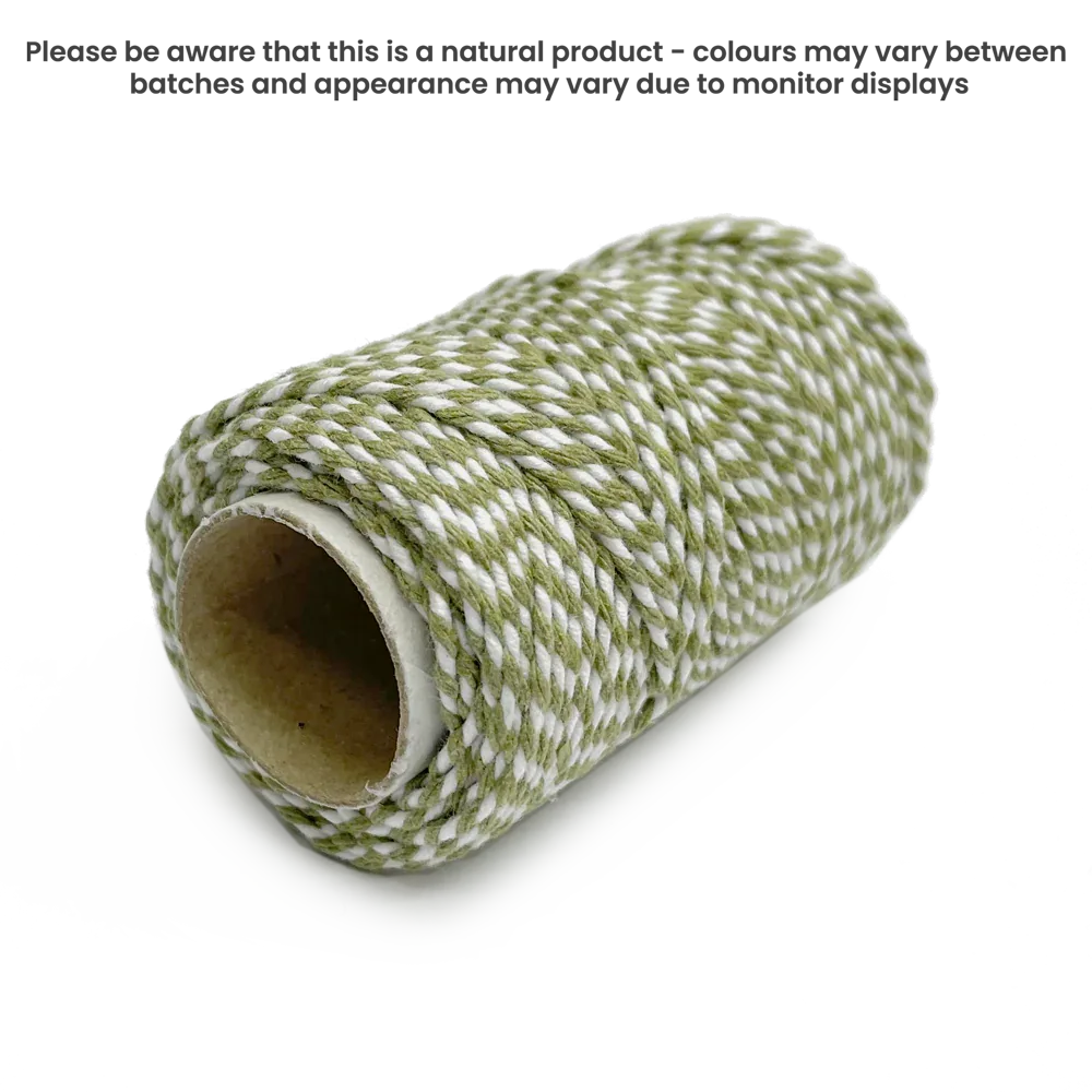 20m Bakers Twine - Olive / White by eco-craft - made in the UK