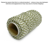 20m Bakers Twine - Olive / White by eco-craft - made in the UK