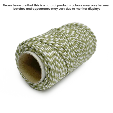 20m Bakers Twine - Olive / White by eco-craft - made in the UK