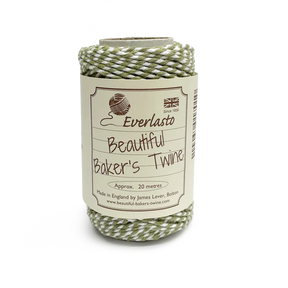 20m Bakers Twine - Olive / White by eco-craft - made in the UK
