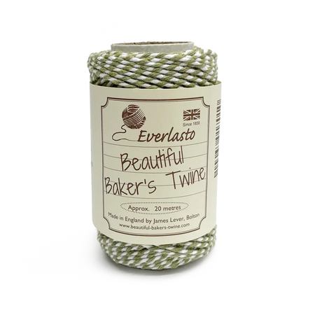 20m Bakers Twine - Olive / White by eco-craft - made in the UK