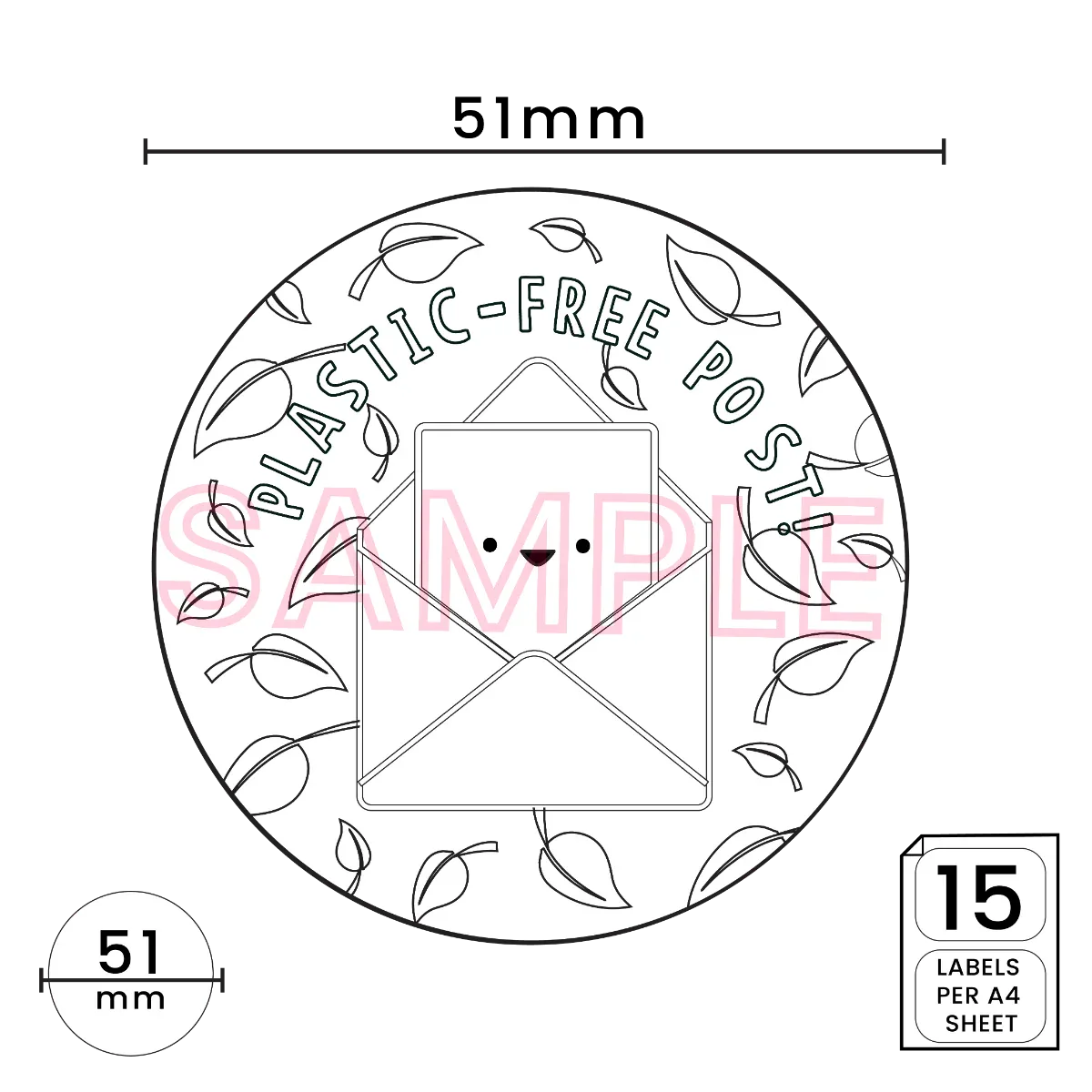 Plastic Free Post' Printed Labels (15 per A4 sheet) by eco-craft - made in the UK