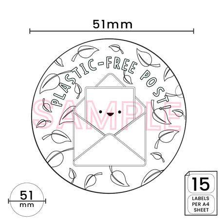 Plastic Free Post' Printed Labels (15 per A4 sheet) by eco-craft - made in the UK