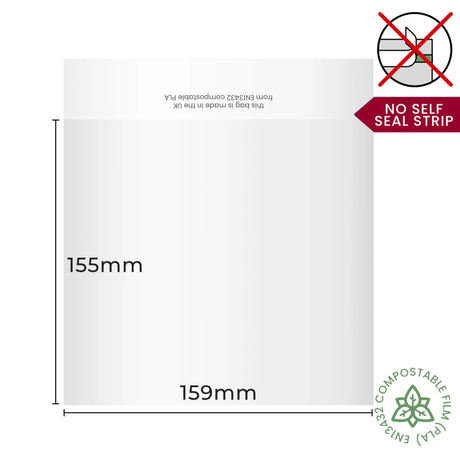 155x159mm Plain Lip Compostable Bag by eco-craft - made in the UK