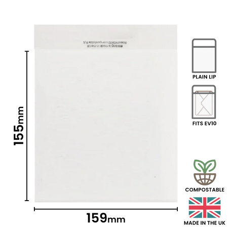 155x159mm Plain Lip Compostable Bag by eco-craft - made in the UK