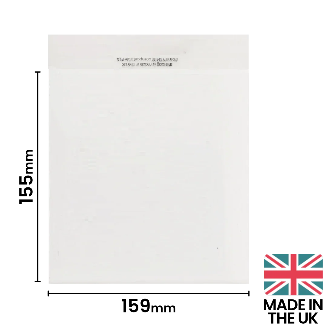 155x159mm Plain Lip Compostable Bag by eco-craft - made in the UK