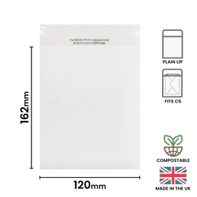 Plain Lip 120x162mm (C6) Compostable Bag by eco-craft - made in the UK