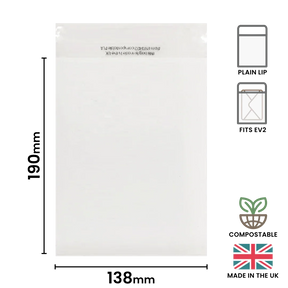 138x190mm Plain Lip Compostable Bag by eco-craft - made in the UK