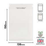 138x190mm Plain Lip Compostable Bag by eco-craft - made in the UK