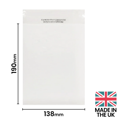 138x190mm Plain Lip Compostable Bag by eco-craft - made in the UK