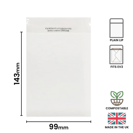 99x143mm Plain Lip Compostable Bag by eco-craft - made in the UK