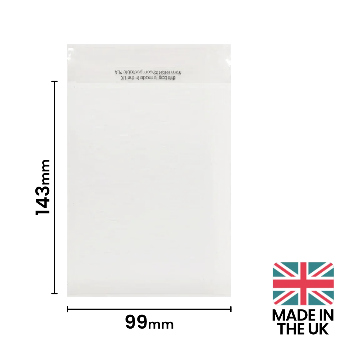 99x143mm Plain Lip Compostable Bag by eco-craft - made in the UK