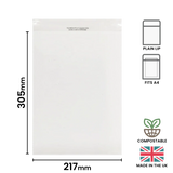 217x305mm (A4) Plain Lip Compostable Bag by eco-craft - made in the UK