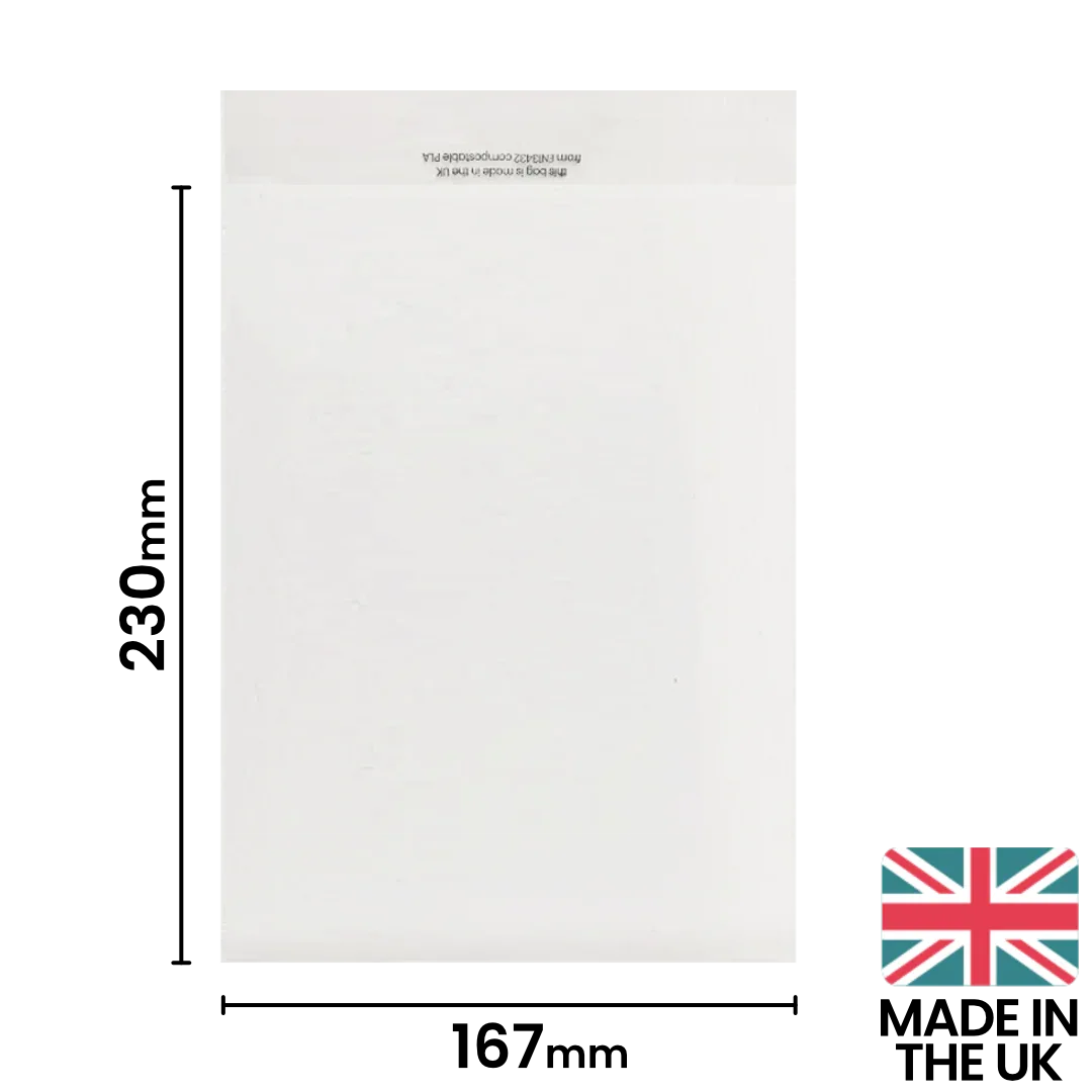 167x230mm (C5) Plain Lip Compostable Bag by eco-craft - made in the UK