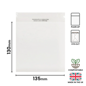 130x135mm Plain Lip Compostable Bag by eco-craft - made in the UK