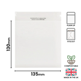 130x135mm Plain Lip Compostable Bag by eco-craft - made in the UK
