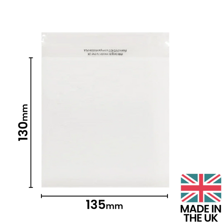 130x135mm Plain Lip Compostable Bag by eco-craft - made in the UK