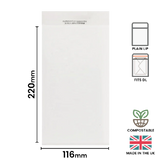 116x220mm Plain Lip Compostable Bag by eco-craft - made in the UK