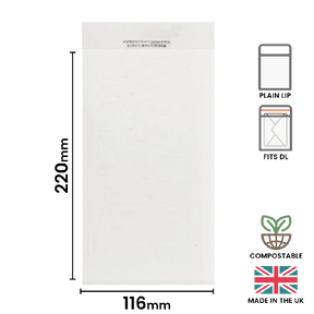 116x220mm Plain Lip Compostable Bag by eco-craft - made in the UK
