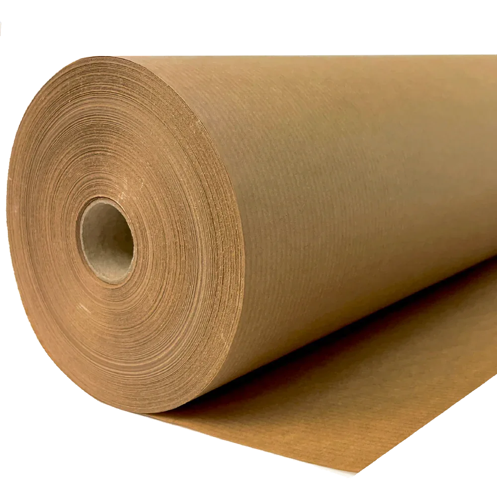 500mm x 200m Ribbed Brown Paper Roll by eco-craft - made in the UK