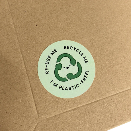 Re-use me, Recycled me, I'm Plastic Free' Printed Labels (35 per A4 sheet) by eco-craft - made in the UK
