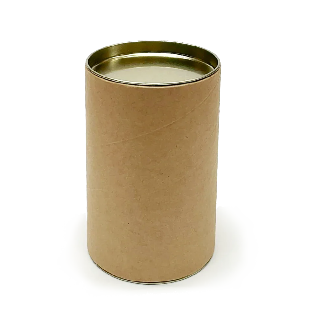 120mm x 76mm Packaging Tube - Gold Ends Caps by eco-craft - made in the UK