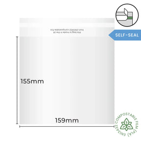 155x159mm Self Seal Compostable Bag by eco-craft - made in the UK