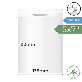 138x190mm Self Seal Compostable Bag by eco-craft - made in the UK