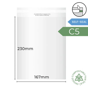 167x230mm (C5) Self Seal Compostable Bag by eco-craft - made in the UK