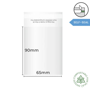 65x90mm Self Seal Compostable Bag by eco-craft - made in the UK