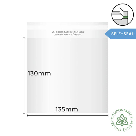 130x135mm Self Seal Compostable Bag by eco-craft - made in the UK