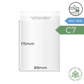 85x115mm Self Seal Compostable Bag by eco-craft - made in the UK