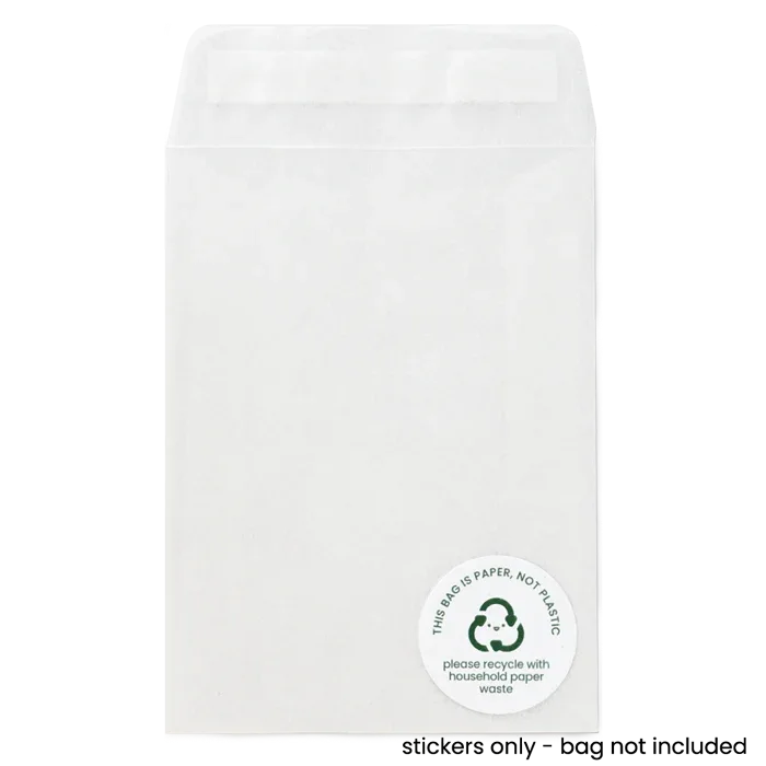 This Bag is Paper' Printed Labels for Glassine Bag (70 per A4 sheet) by eco-craft - made in the UK