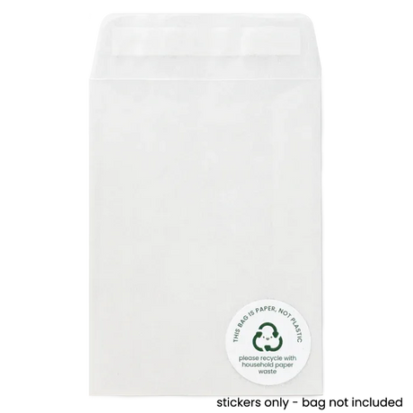 This Bag is Paper' Printed Labels for Glassine Bag (70 per A4 sheet) by eco-craft - made in the UK