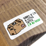 Sorry If I'm a little tatty, I'm Re-used' Printed Labels (24 per A4 sheet) by eco-craft - made in the UK