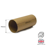 180mm x 76mm Packaging Tube - Gold Ends Caps by eco-craft - made in the UK