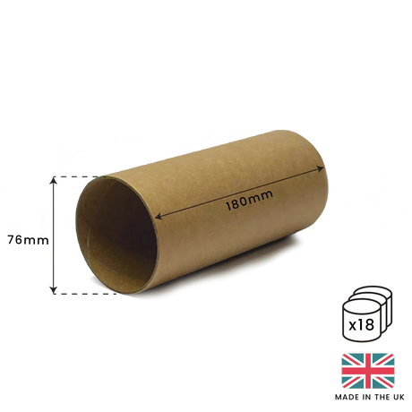 180mm x 76mm Packaging Tube - Gold Ends Caps by eco-craft - made in the UK