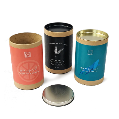 120mm x 76mm Packaging Tube - Gold Ends Caps by eco-craft - made in the UK