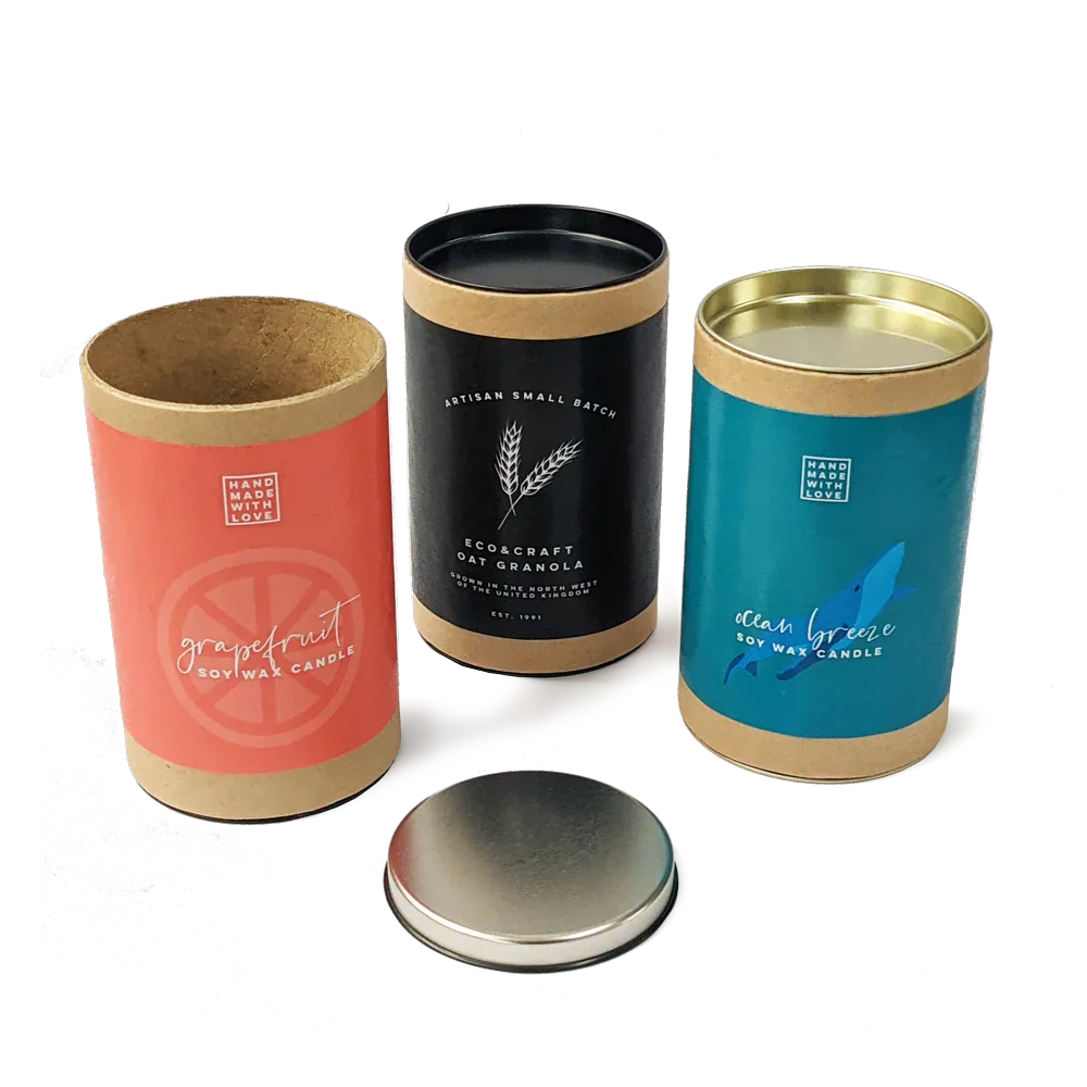 120mm x 76mm Packaging Tube - Black Ends Caps by eco-craft - made in the UK