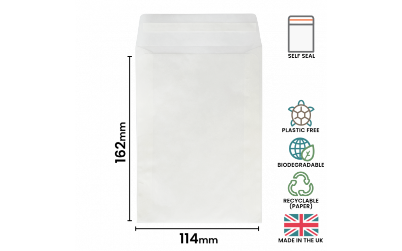 Glassine Bags envelope C5 Peel & Seal Card Packaging Biodegradable Eco Confetti